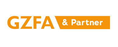Logo von GZFA & Partner in Orange auf weißem Hintergrund