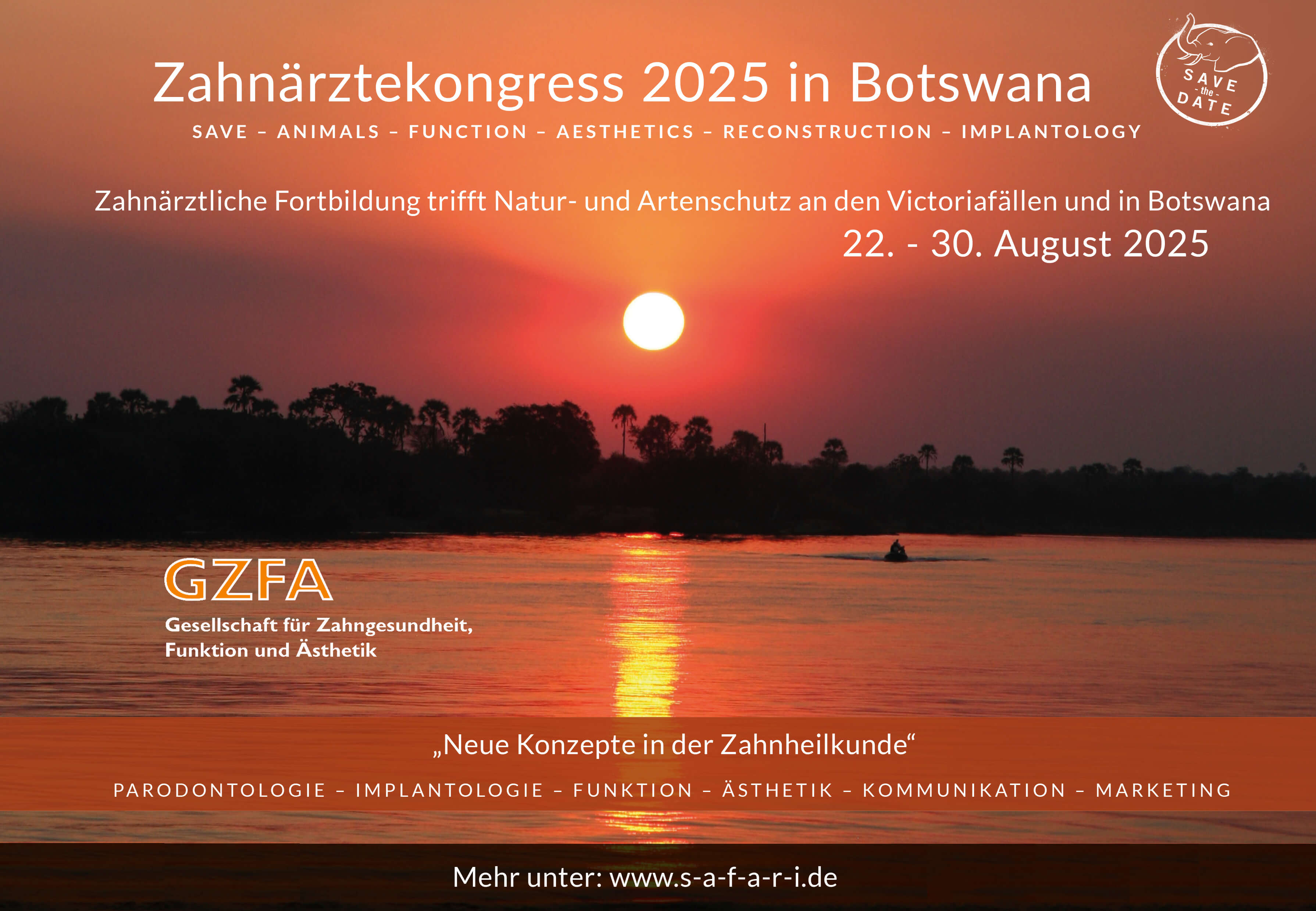 Save-the-date: S-A-F-A-R-I Zahnärzte-Kongress 2025 in Simbabwe und Botswana.