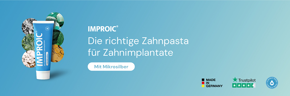 Banner der IMPROIC® Zahnpasta für Zahnimplantate